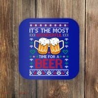 Wonderful Time Beer Ugly Christmas Sweaters Gift Coaster thumb 0
