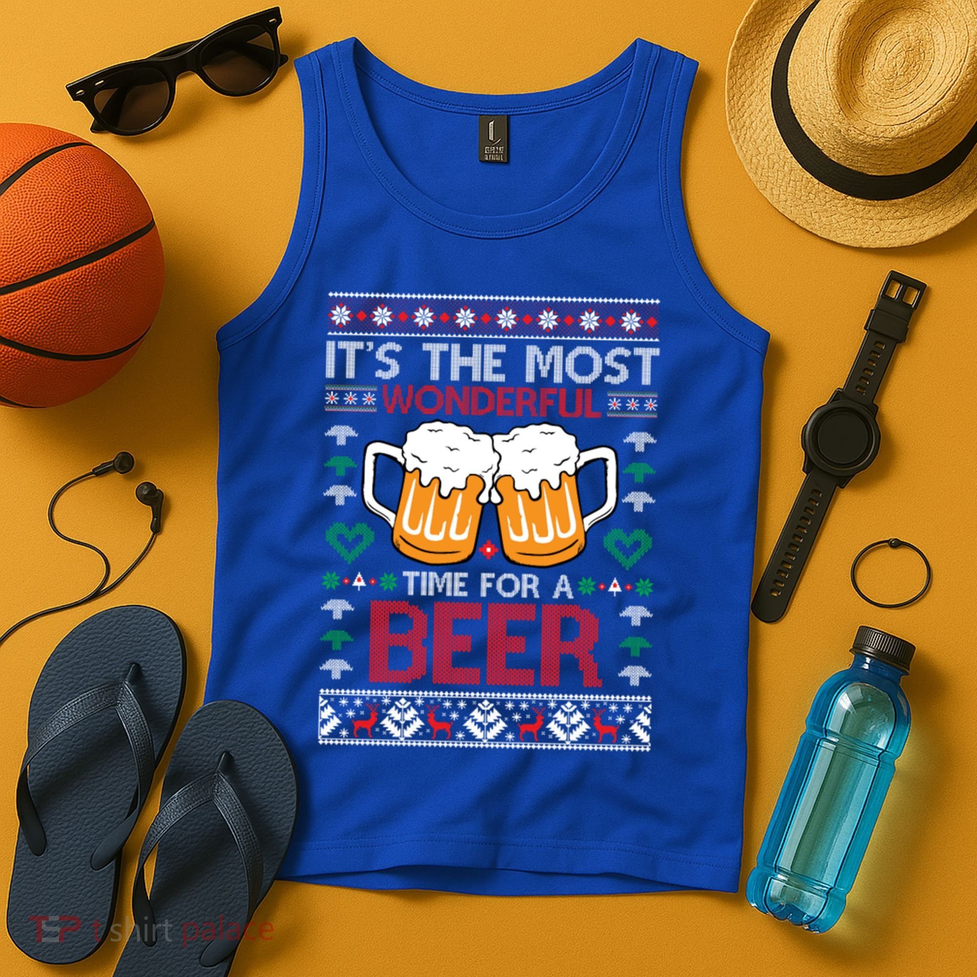 Wonderful Time Beer Ugly Christmas Sweaters Gift Tank Top