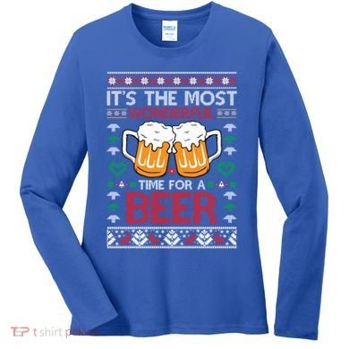 Wonderful Time Beer Ugly Christmas Sweaters Gift Women's Long Sleeve Shirt