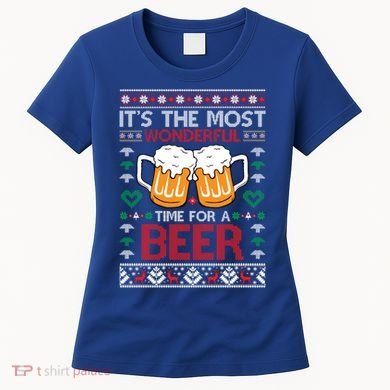 Wonderful Time Beer Ugly Christmas Sweaters Gift Women's T-Shirt