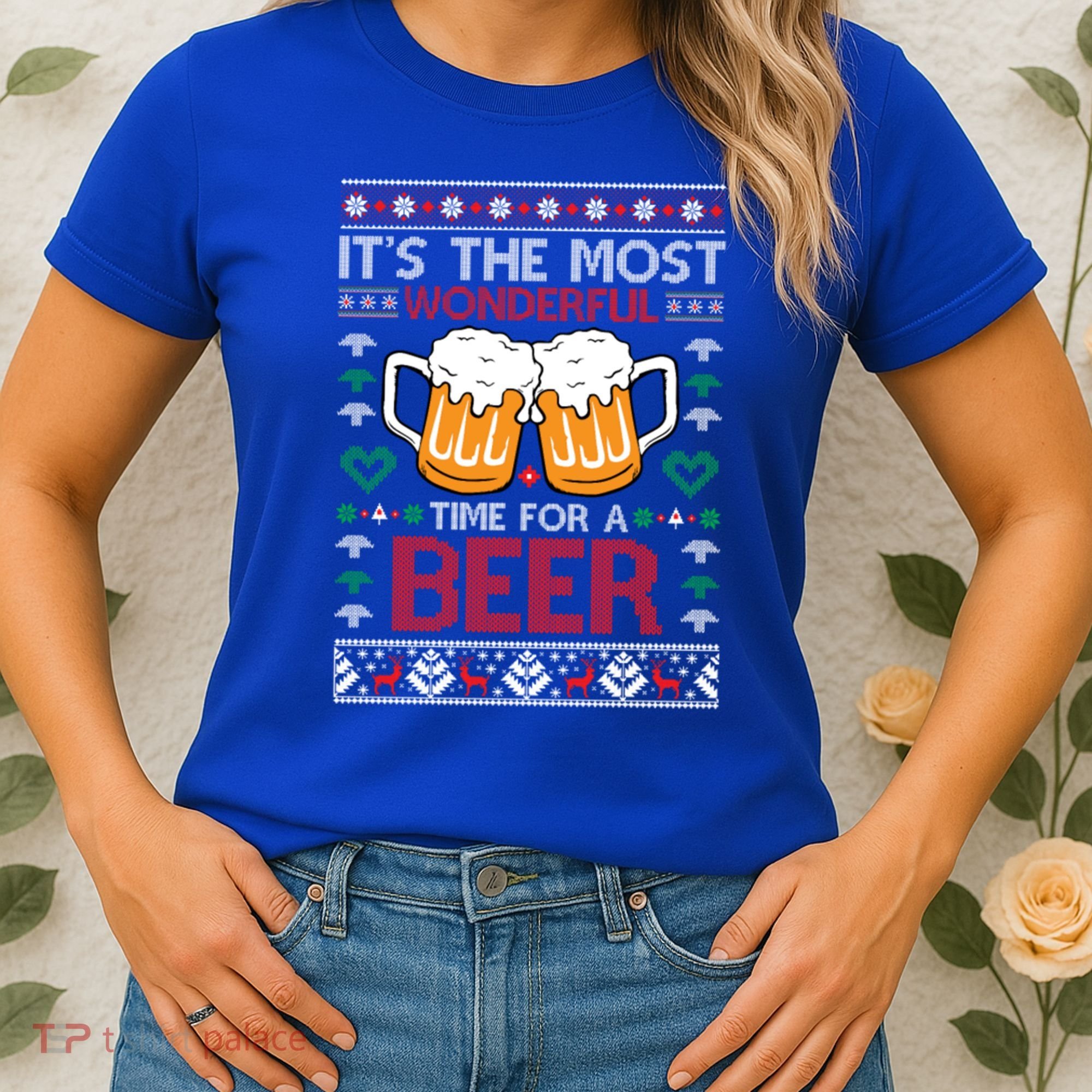 Wonderful Time Beer Ugly Christmas Sweaters Gift Women's T-Shirt