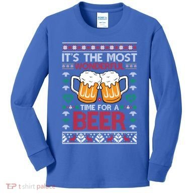 Wonderful Time Beer Ugly Christmas Sweaters Gift Kids Long Sleeve Shirt