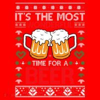 Wonderful Time Beer Ugly Christmas Sweaters Gift Santa Hat thumb 1
