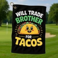 Will Trade Brother For Tacos Golf Towel thumb 1