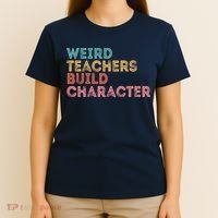 Weird Teachers Build Character Teachers Retro Vintage T-Shirt thumb 4