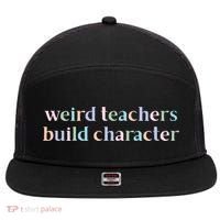 Weird Teachers Build Character Funny 7 Panel Mesh Trucker Snapback Hat thumb 0