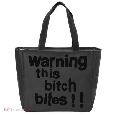 Warning This Bitch Bites Tote Bag