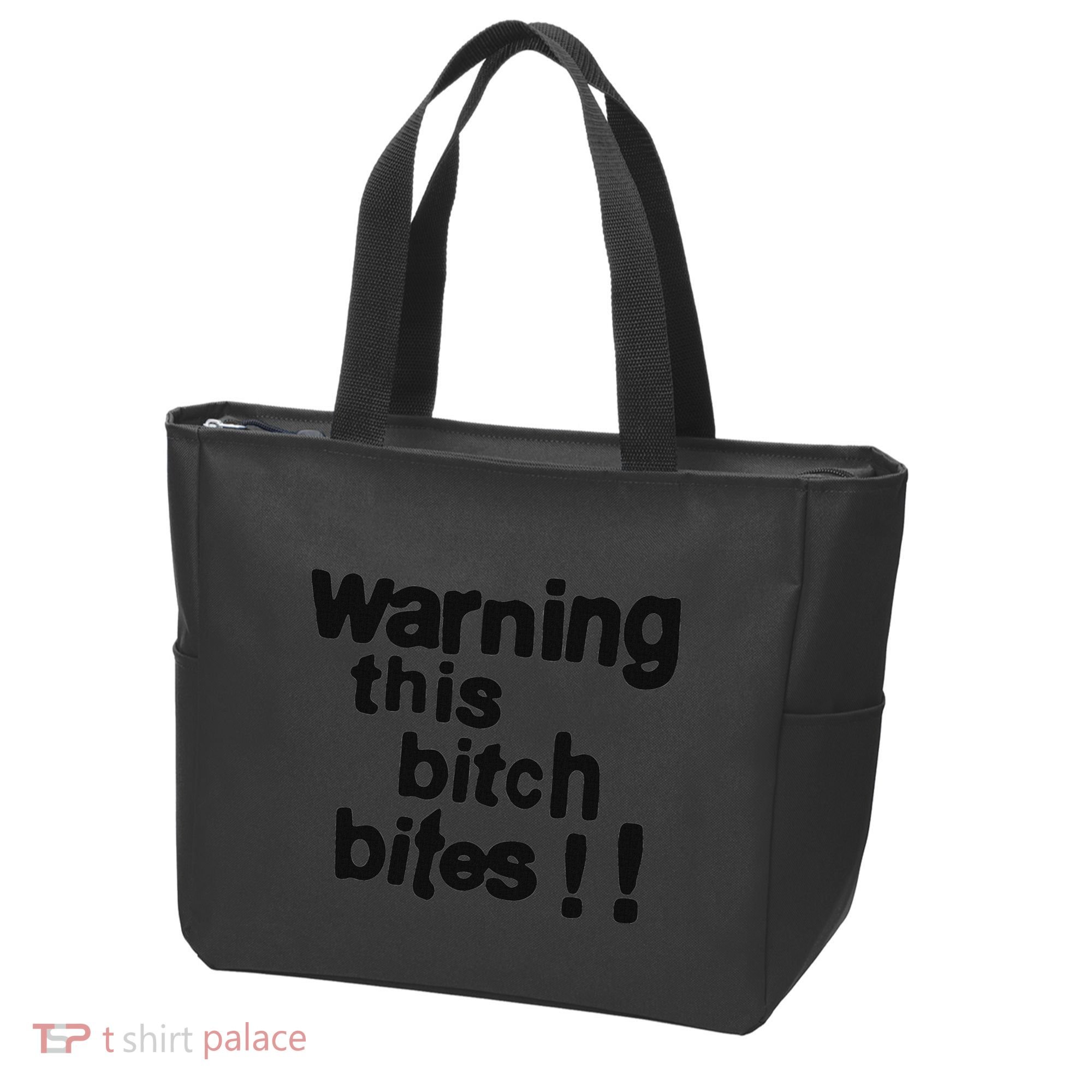Warning This Bitch Bites Tote Bag