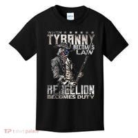 When Tyranny Becomes Law Rebellion Becomes Duty (On Back) Kids T-Shirt thumb 0