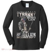When Tyranny Becomes Law Rebellion Becomes Duty (On Back) Kids Long Sleeve Shirt thumb 0