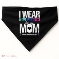 Wear Teal Blue Pink For Mom Thyroid Cancer Awareness Ribbon Gift USA-Made Doggie Bandana thumb 0