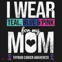 Wear Teal Blue Pink For Mom Thyroid Cancer Awareness Ribbon Gift Bucket Hat thumb 4