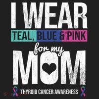 Wear Teal Blue Pink For Mom Thyroid Cancer Awareness Ribbon Gift Beanie thumb 2