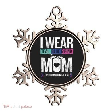 Wear Teal Blue Pink For Mom Thyroid Cancer Awareness Ribbon Gift Ornament