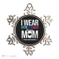 Wear Teal Blue Pink For Mom Thyroid Cancer Awareness Ribbon Gift Ornament thumb 0