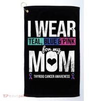 Wear Teal Blue Pink For Mom Thyroid Cancer Awareness Ribbon Gift Golf Towel thumb 0