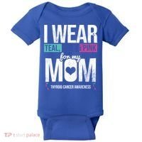 Wear Teal Blue Pink For Mom Thyroid Cancer Awareness Ribbon Gift Baby Bodysuit thumb 0