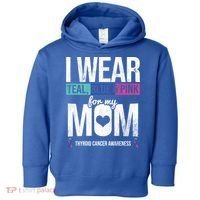 Wear Teal Blue Pink For Mom Thyroid Cancer Awareness Ribbon Gift Toddler Hoodie thumb 0