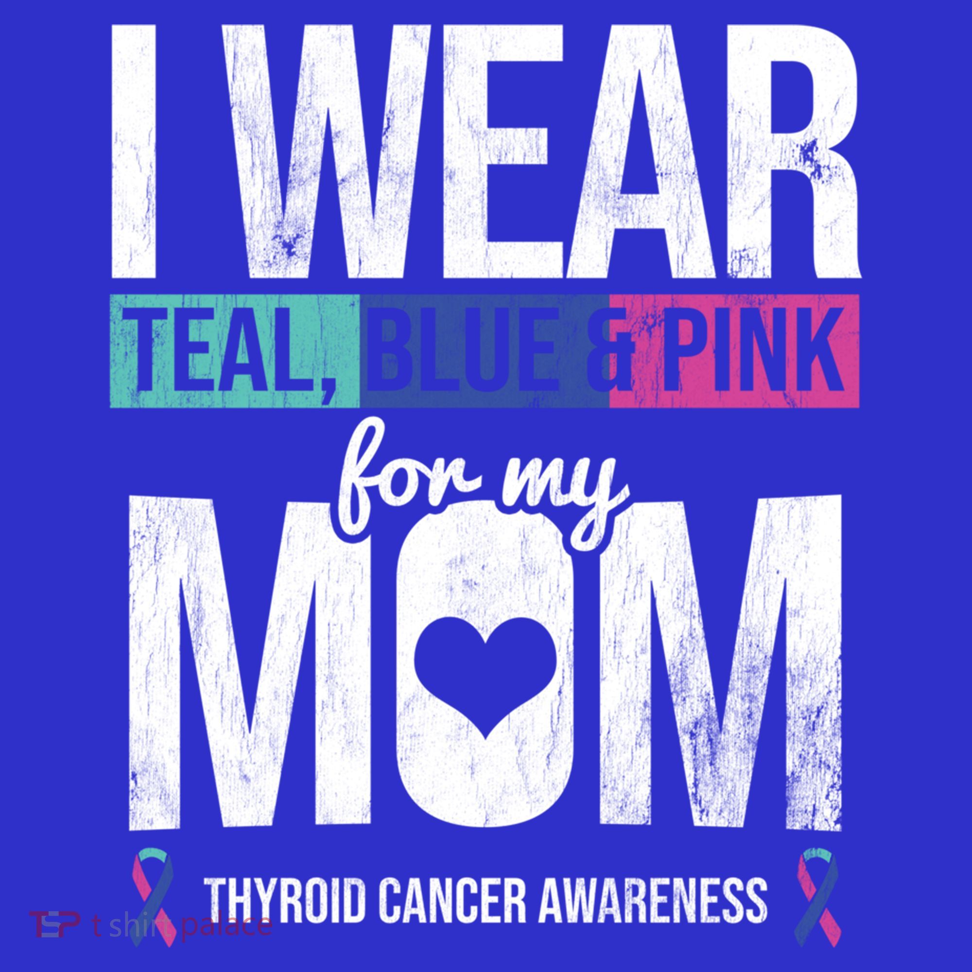 Wear Teal Blue Pink For Mom Thyroid Cancer Awareness Ribbon Gift Toddler Hoodie