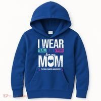 Wear Teal Blue Pink For Mom Thyroid Cancer Awareness Ribbon Gift Kids Hoodie thumb 0