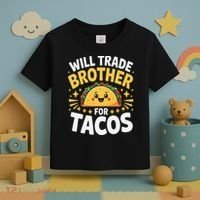 Will Trade Brother For Tacos Funny Cinco De Mayo Mexican Toddler T-Shirt thumb 3