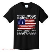 When Tyranny Becomes Law Rebellion Becomes Duty Patriotic Kids T-Shirt thumb 0