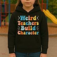 Weird Teachers Build Character Teacher Appreciation Week Kids Hoodie thumb 3