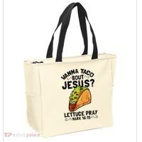 Wanna Taco Bout Jesus Funny Christian Tote Bag thumb 2