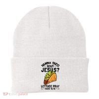 Wanna Taco Bout Jesus Funny Christian Beanie thumb 0