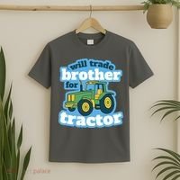 Will Trade Brother For Tractor Funny T-Shirt thumb 2