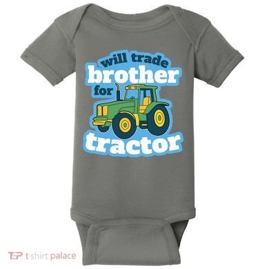 Will Trade Brother For Tractor Funny Baby Bodysuit