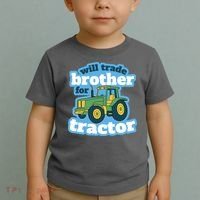 Will Trade Brother For Tractor Funny Toddler T-Shirt thumb 2