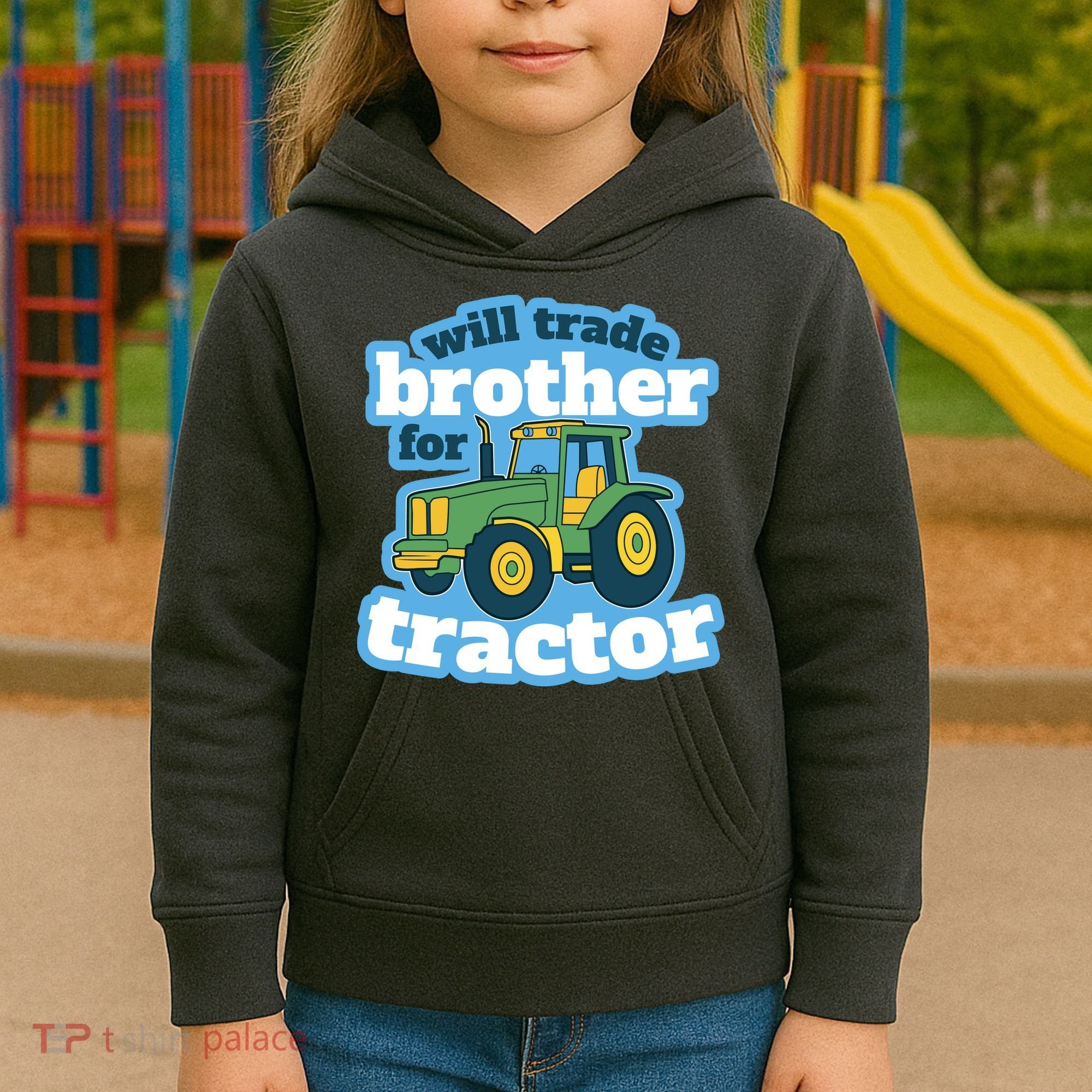Will Trade Brother For Tractor Funny Kids Hoodie