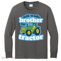 Will Trade Brother For Tractor Funny Kids Long Sleeve Shirt thumb 0