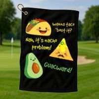 Wanna Taco Bout It Nacho Problem! Funny Avocado Food Pun Golf Towel thumb 1
