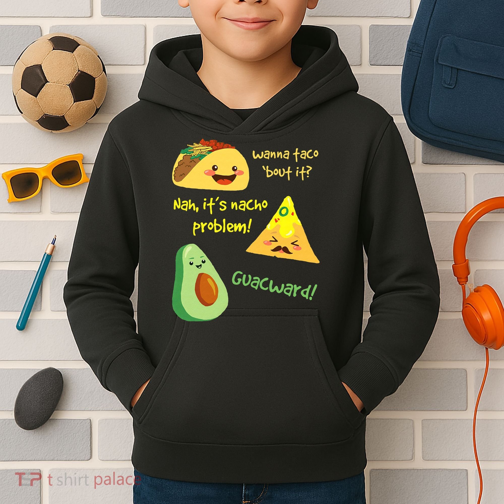 Wanna Taco Bout It Nacho Problem! Funny Avocado Food Pun Kids Hoodie