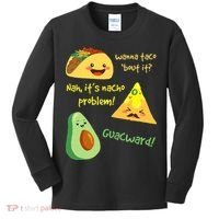 Wanna Taco Bout It Nacho Problem! Funny Avocado Food Pun Kids Long Sleeve Shirt thumb 0