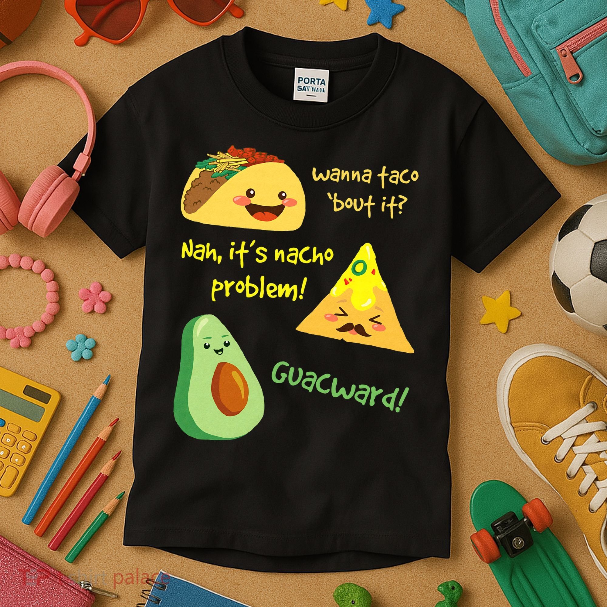 Wanna Taco Bout It Nacho Problem! Funny Avocado Food Pun Kids T-Shirt