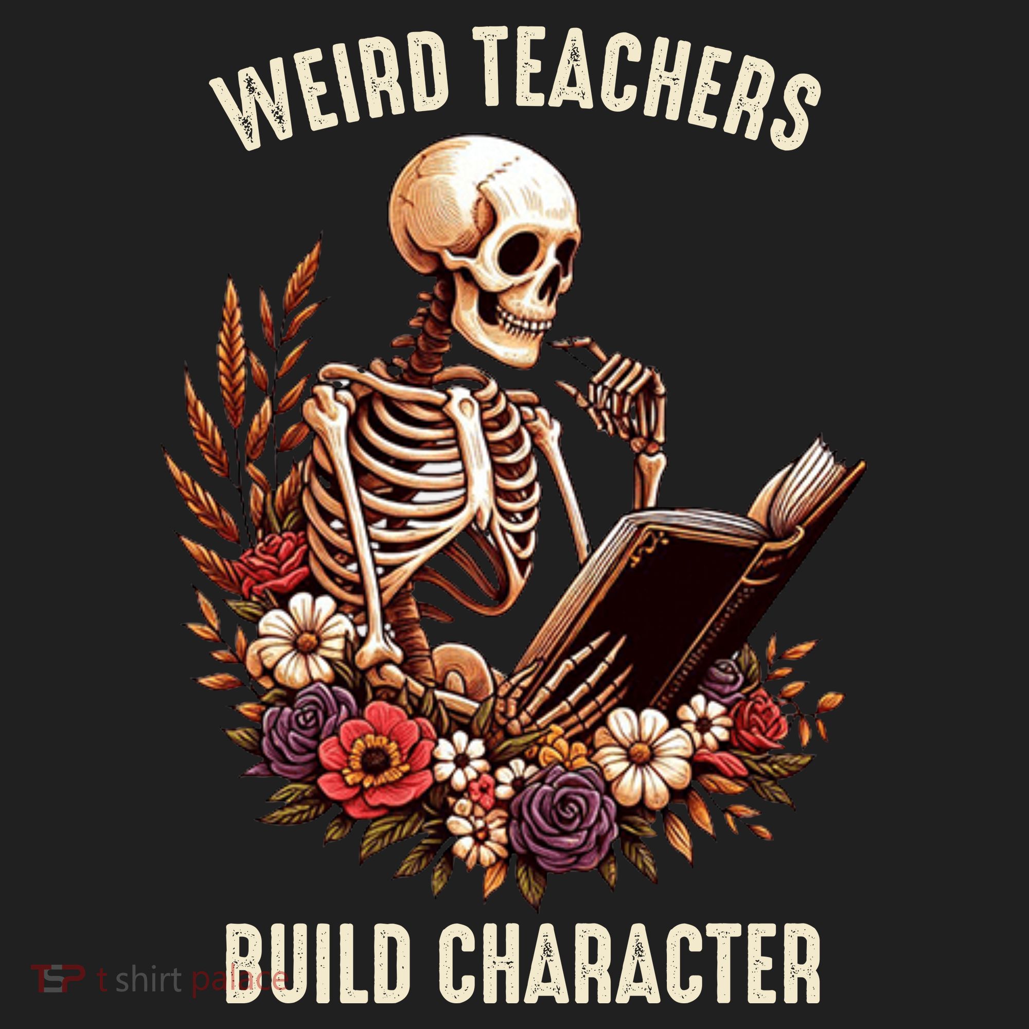 Wierd Teachers Build Charcter Funny Skeleton Book Floral Halloween 11oz C Handle Ceramic Mug