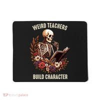 Wierd Teachers Build Charcter Funny Skeleton Book Floral Halloween Mousepad thumb 0