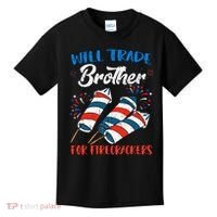 Will Trade Brother For Firecrackers 4th Of July Kids T-Shirt thumb 0
