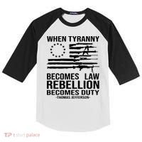 When Tyranny Becomes Law Rebellion Becomes Duty 1776 Kids Colorblock Raglan Jersey thumb 0