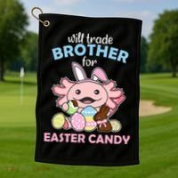 Will Trade Brother For Easter Candy Cute Axolotl Golf Towel thumb 1