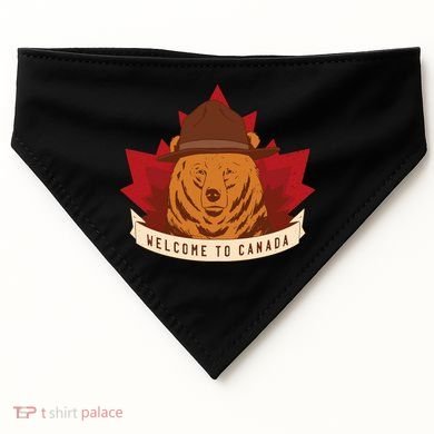 Welcome To Canada Maple Leaf Bear USA-Made Doggie Bandana