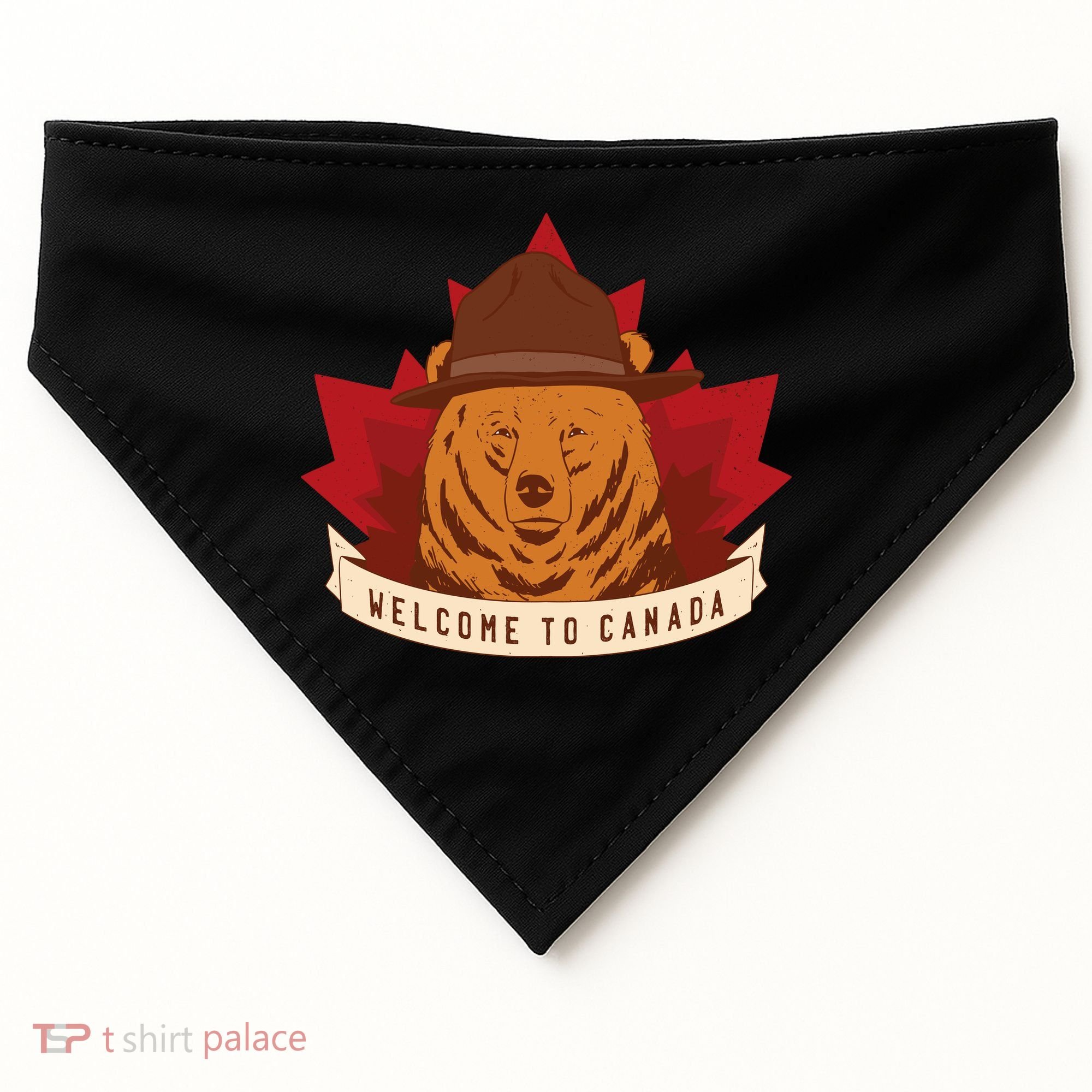 Welcome To Canada Maple Leaf Bear USA-Made Doggie Bandana