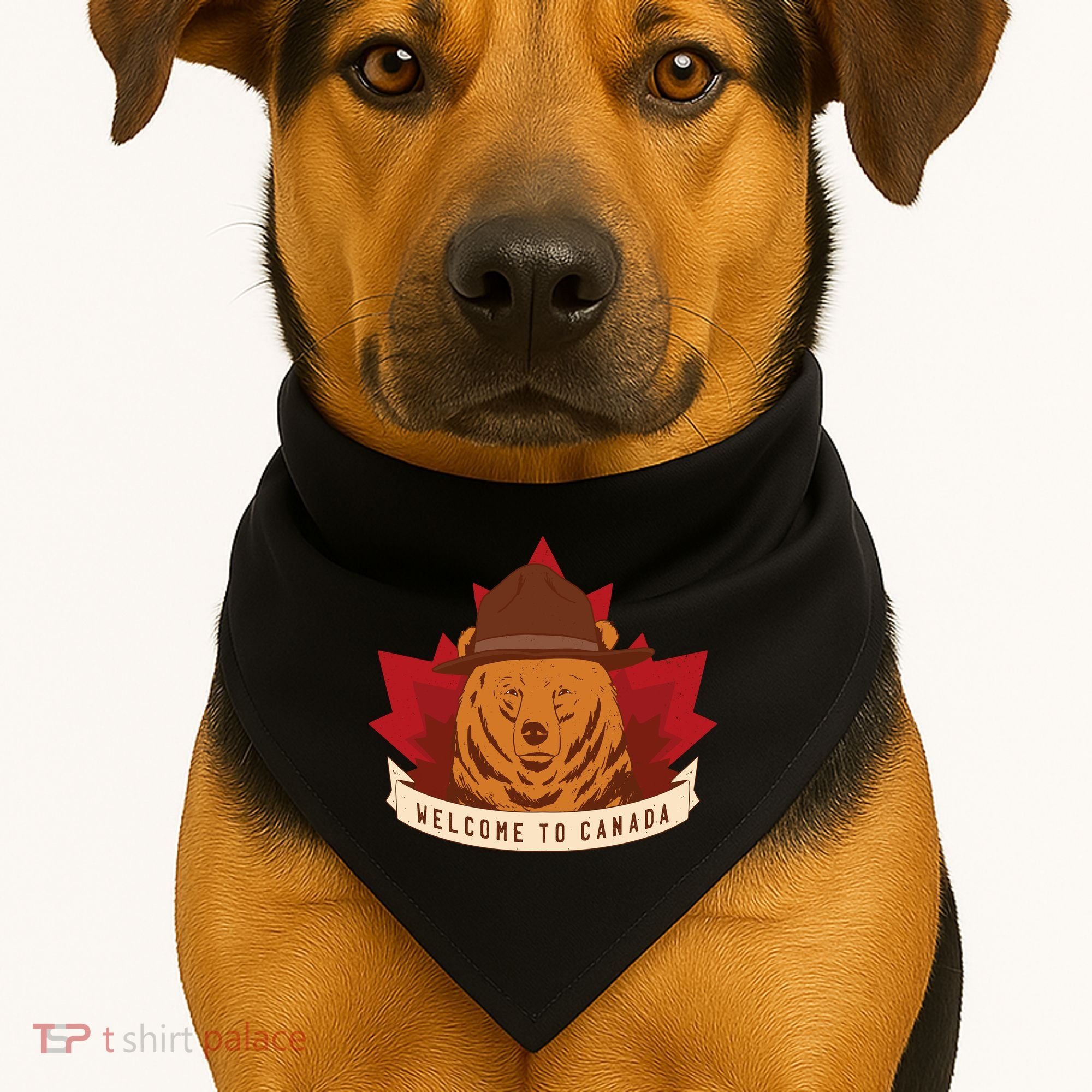 Welcome To Canada Maple Leaf Bear USA-Made Doggie Bandana