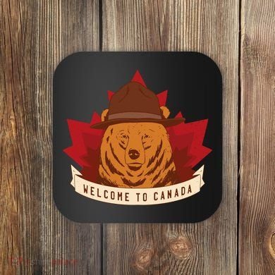Welcome To Canada Maple Leaf Bear Coaster