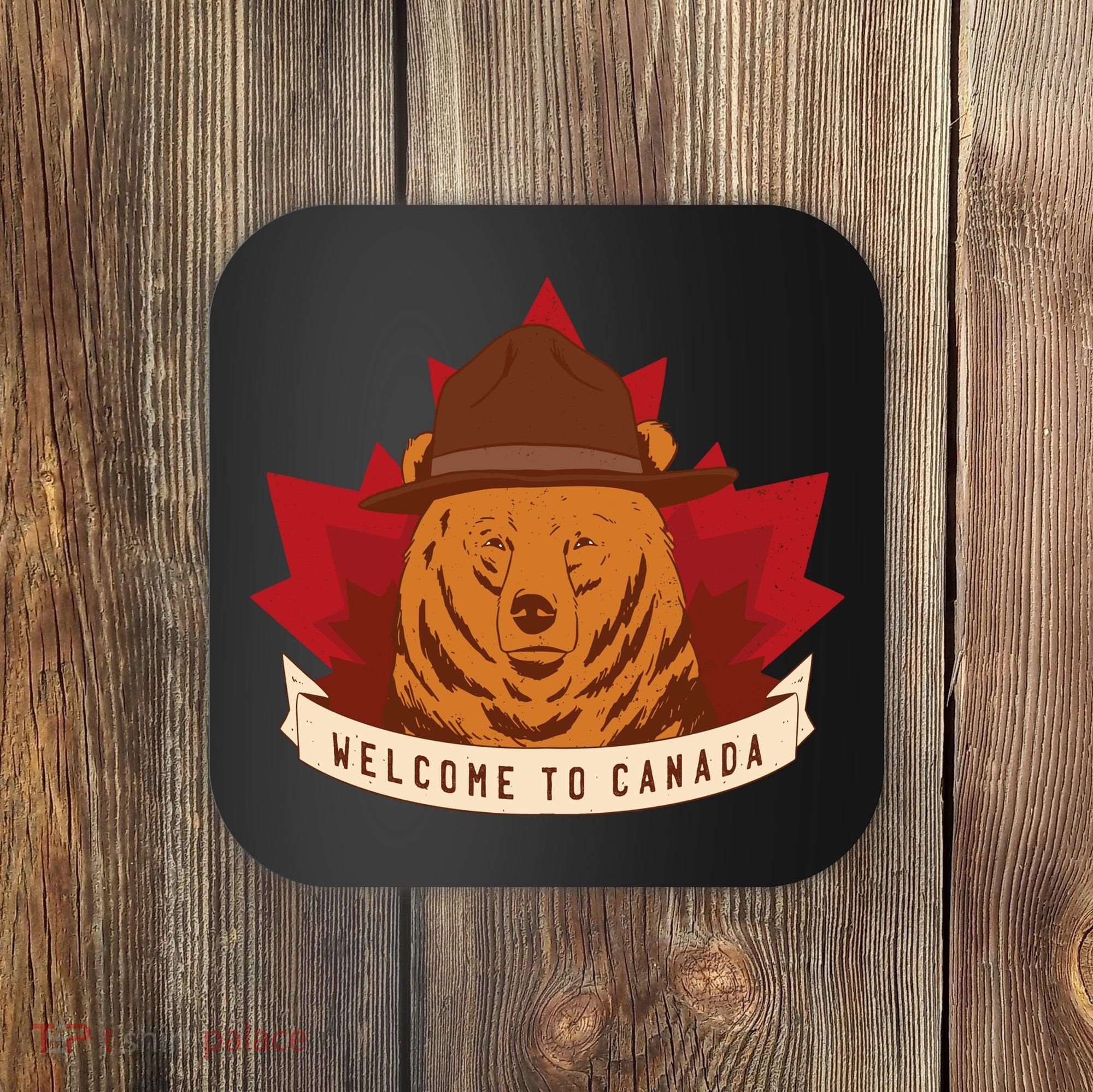 Welcome To Canada Maple Leaf Bear Coaster