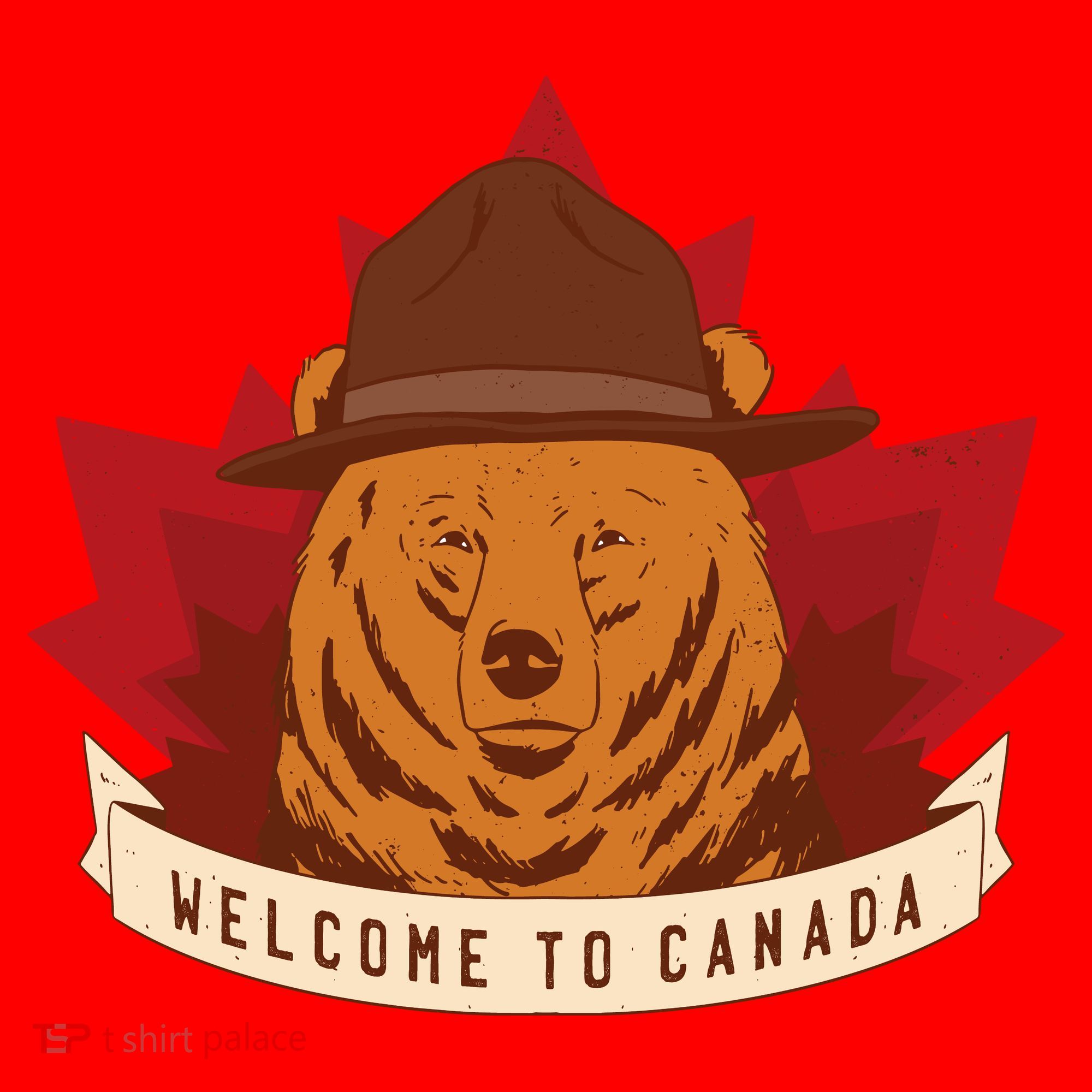 Welcome To Canada Maple Leaf Bear Santa Hat