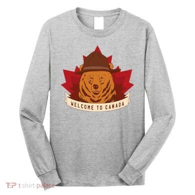 Welcome To Canada Maple Leaf Bear Long Sleeve Shirt